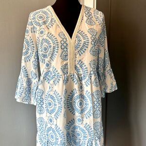 Blue and white cotton dress. NWT size medium. Fully lined.